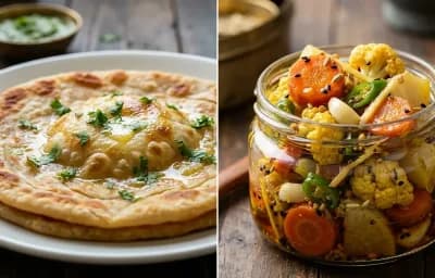 Egg Paratha with Vegetable Achaar