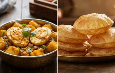 Egg Potato Bhaji with Puri