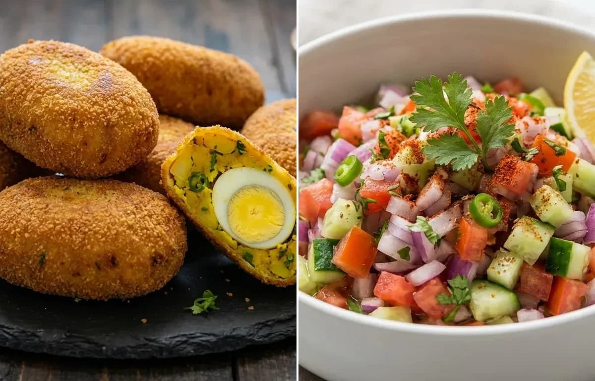 Egg Potato Chops with Kachumber Salad