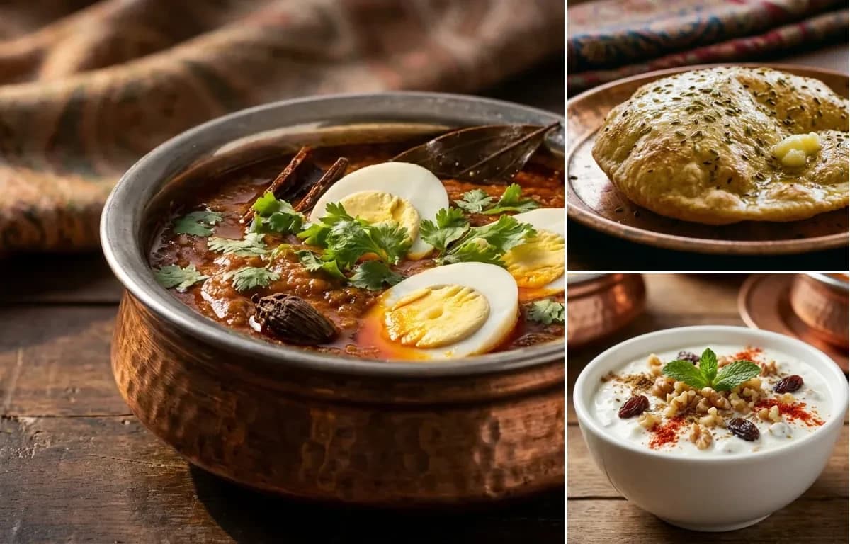 Egg Rogan Josh, Kashmiri Roti and Kashmiri Raita