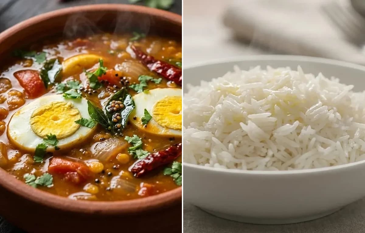 Egg Sambar with Steamed Basmati Rice