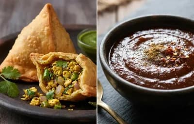 Egg Samosa with Tamarind Chutney