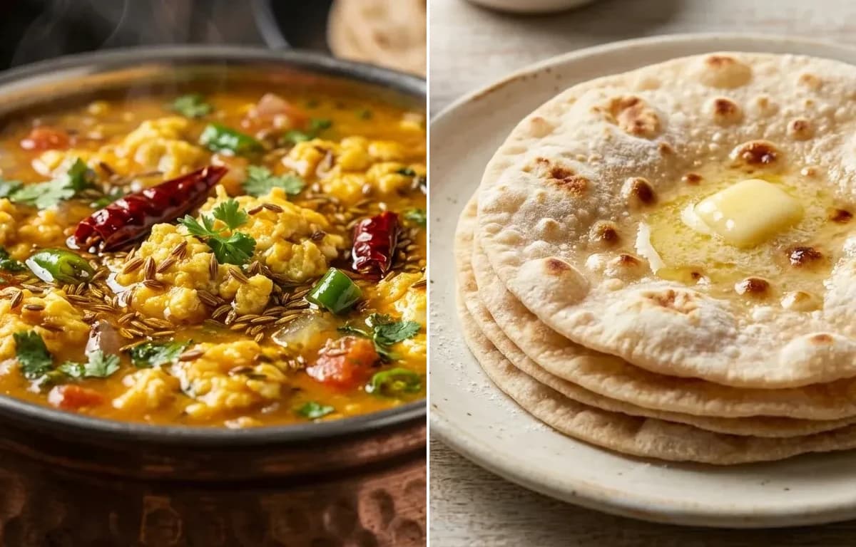 Egg Tadka with Ruti