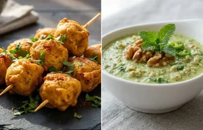 Egg Tujji with Walnut Chutney