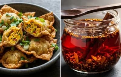 Egg Wontons with Chilli Oil
