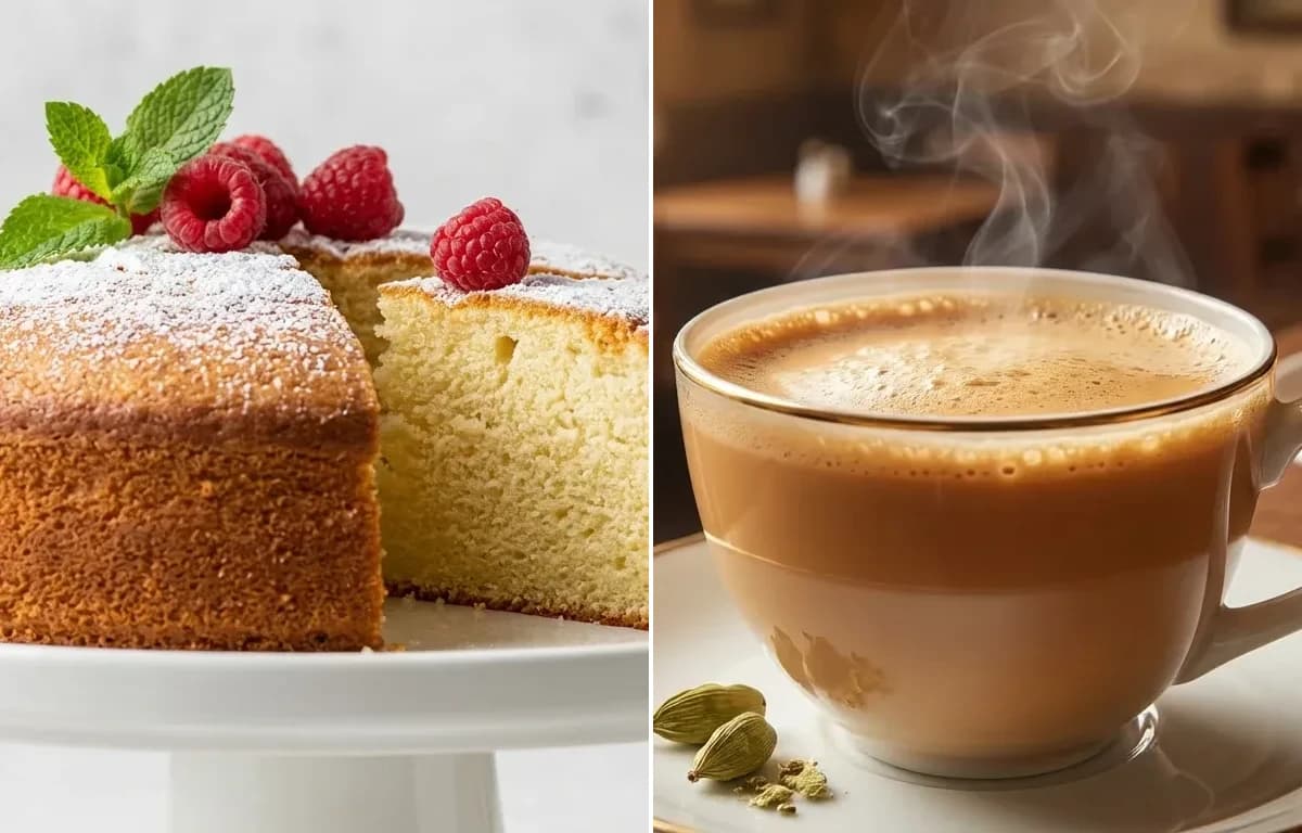 Eggless Sponge Cake with Irani Chai