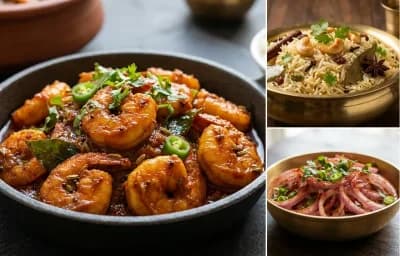 Eral Thokku with Ghee Rice and Onion Salad