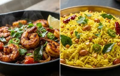 Eral Varuval with Lemon Rice