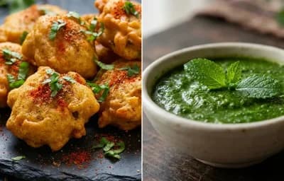 Fish Pakora with Mint Chutney