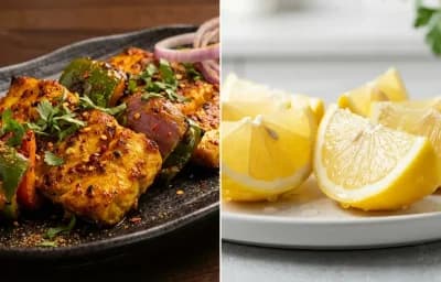 Fish Tikka with Lemon Wedges