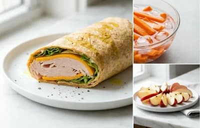 Fresh Turkey and Cheese Wrap with Hummus