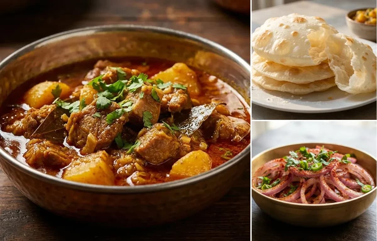 Gahori Aloo Jul, Bengali Luchi and Onion Salad