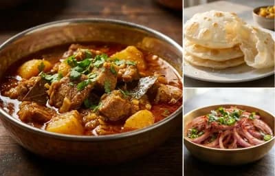 Gahori Aloo Jul with Bengali Luchi and Onion Salad