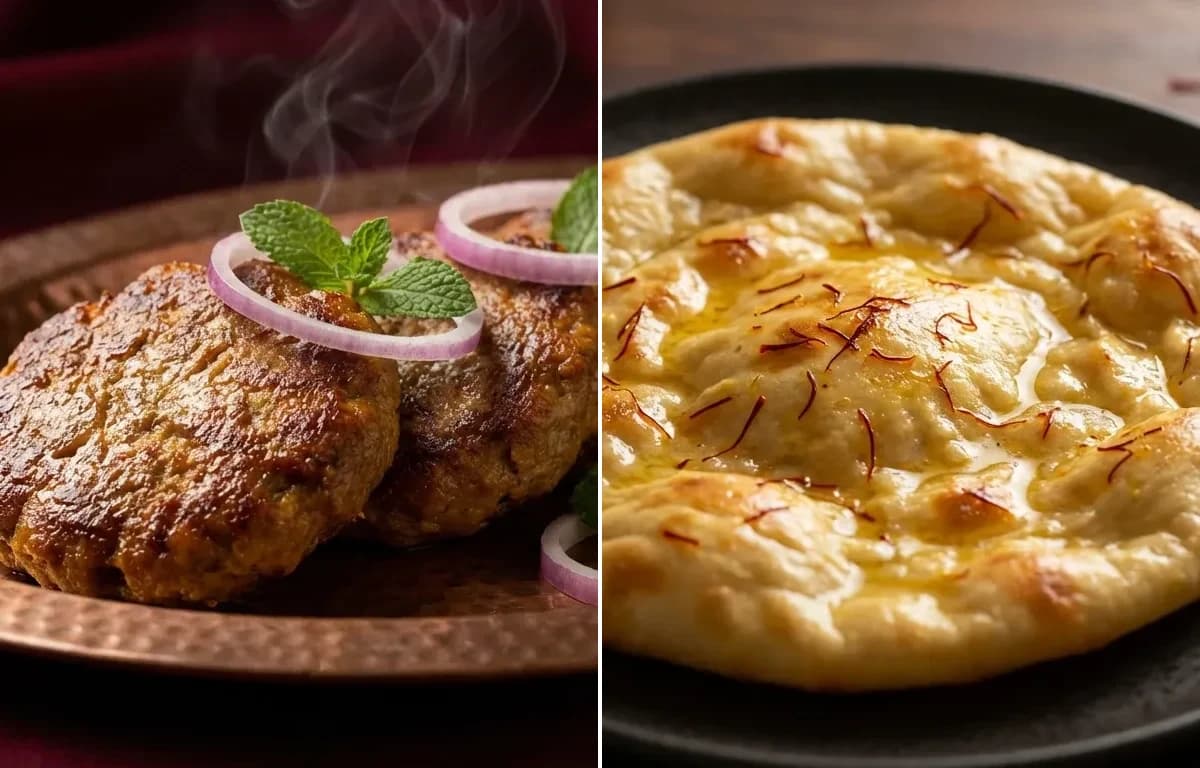 Galouti Kebab with Saffron Sheermal