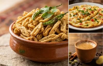 Ganthiya, Masala Omelette and Masala Chai
