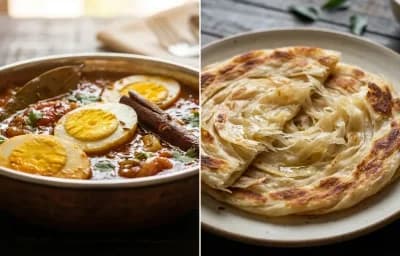 Garlic Egg Curry with Parotta