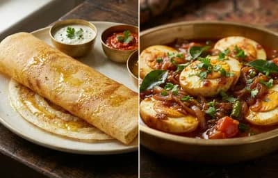 Ghee Dosa with Kerala Egg Roast