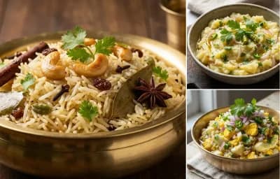 Ghee Rice with Aloo Seddho and Dim Seddho