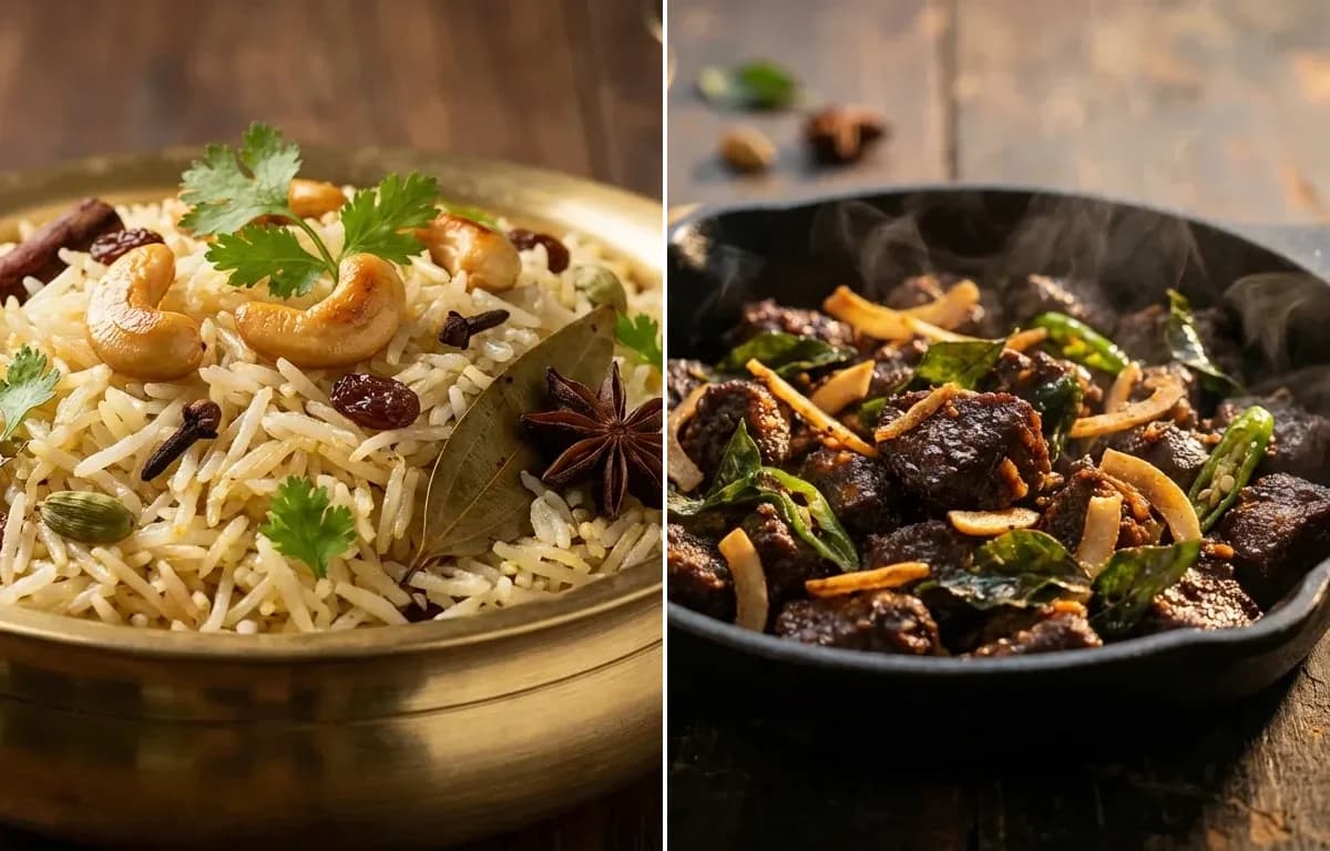 Ghee Rice with Kerala Beef Fry
