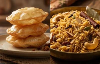 Ghila Pitha with Gur ke Chawal