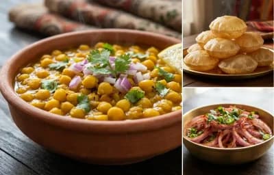 Ghugni with Poori and Onion Salad