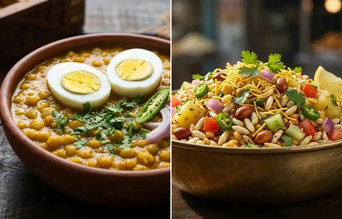 Ghugni with Egg with Jhal Muri