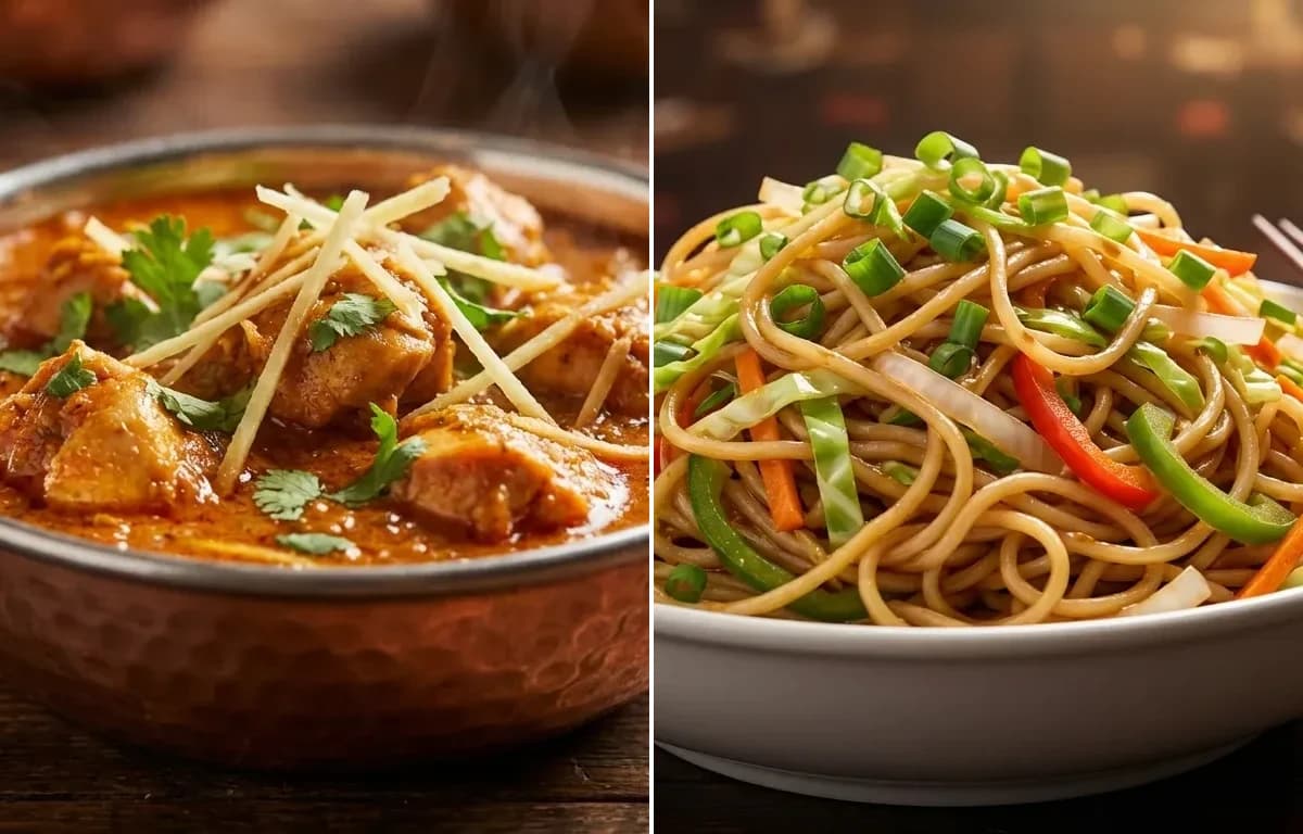 Ginger Chicken with Veg Hakka Noodles
