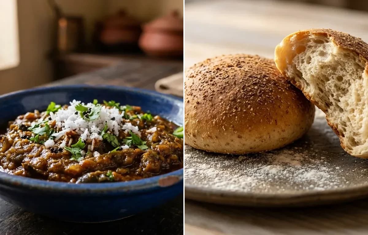 Goan Brinjal Bharta with Goan Poi