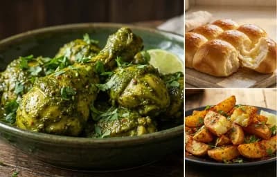 Goan Chicken Cafreal with Ladi Pav and Potato Wedges