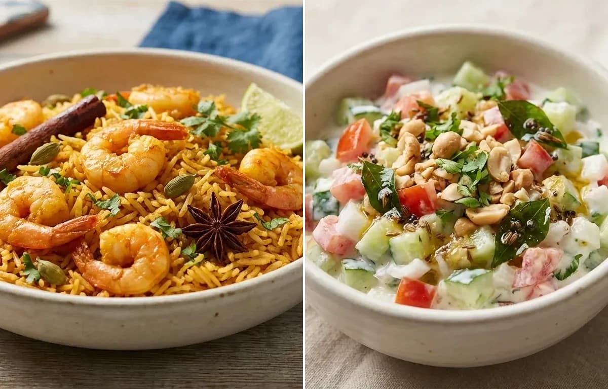 Goan Prawn Pulao with Koshimbir