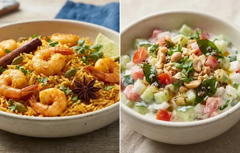 Goan Prawn Pulao with Koshimbir