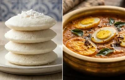 Goan Sanna with Egg Ghassi