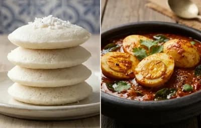 Goan Sanna with Egg Pulimunchi