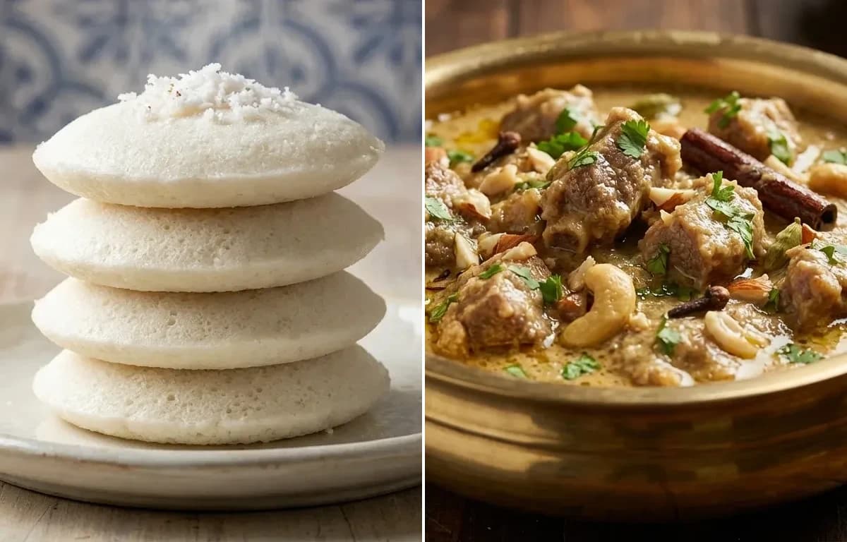 Goan Sanna with Mutton Kurma