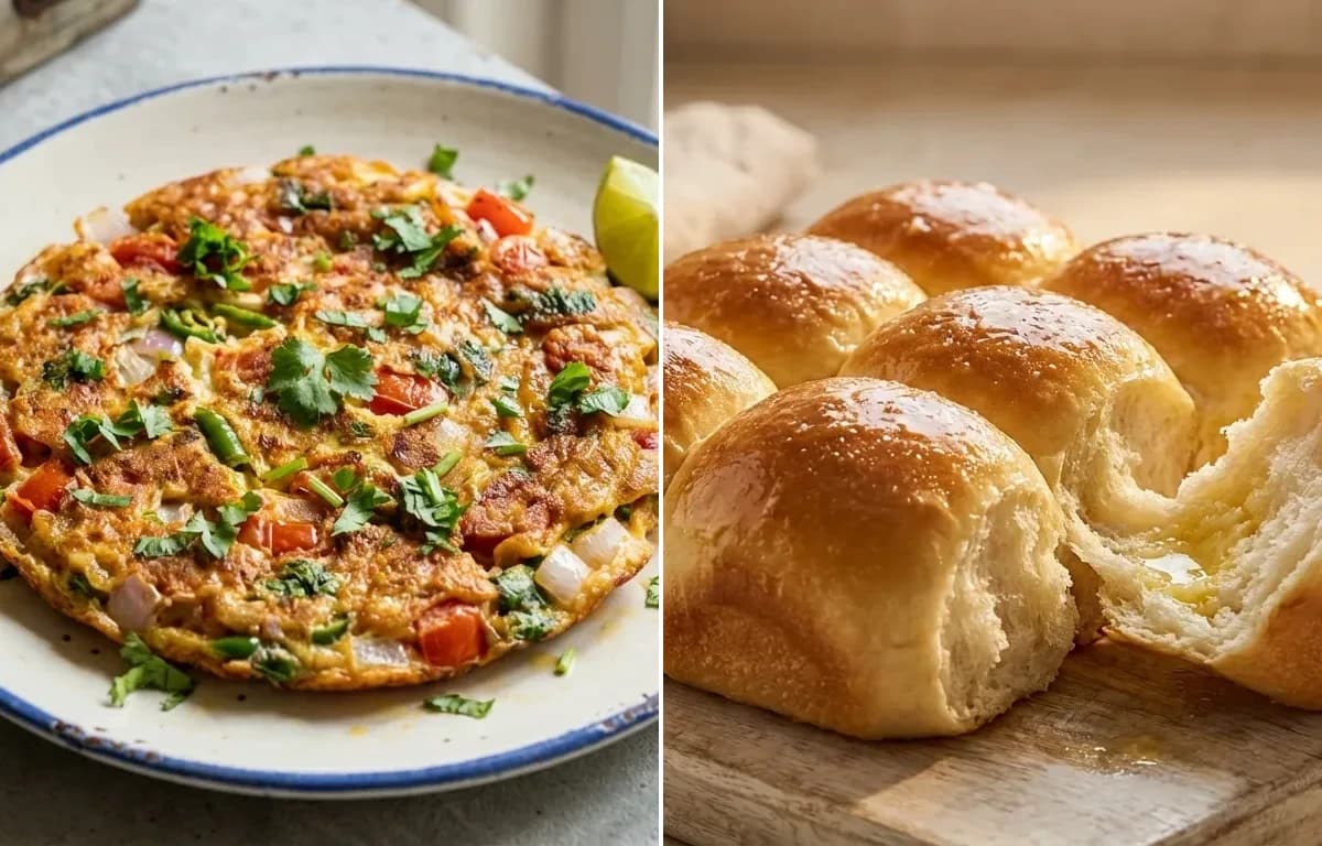 Goan Tomato Omelette with Ladi Pav