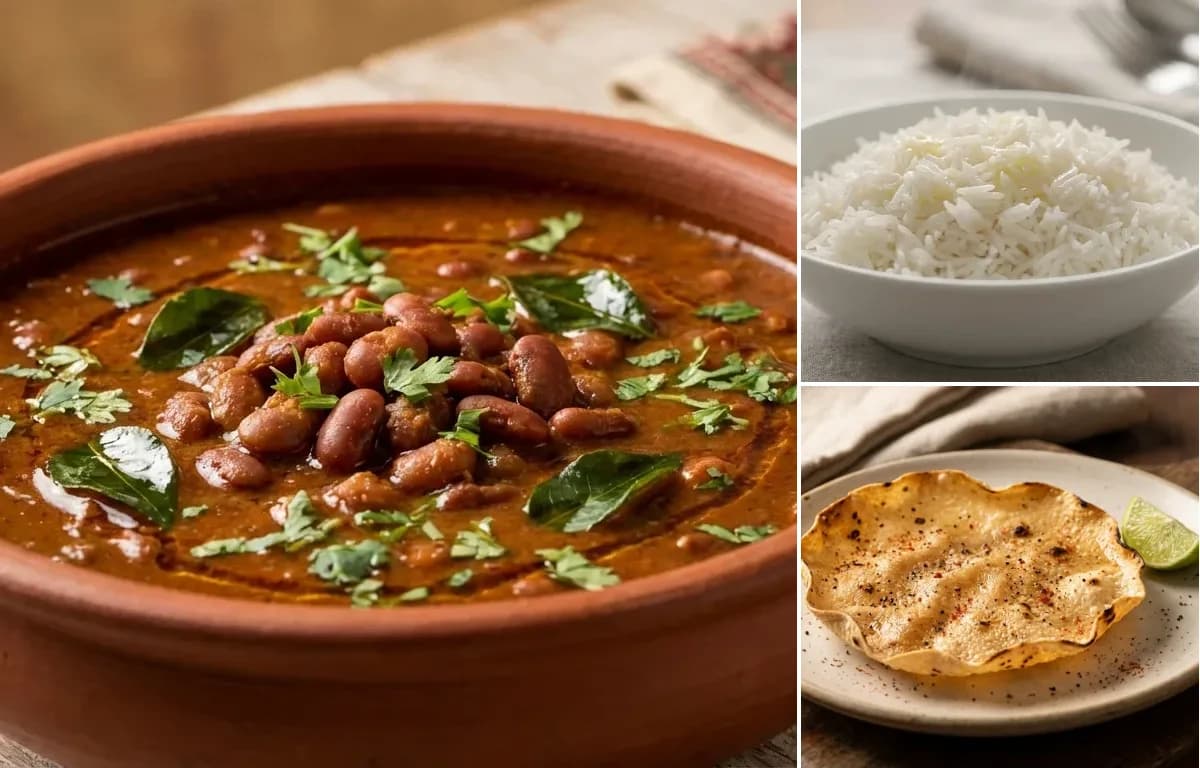Goan Tondak Curry, Steamed Basmati Rice and Roasted Papad