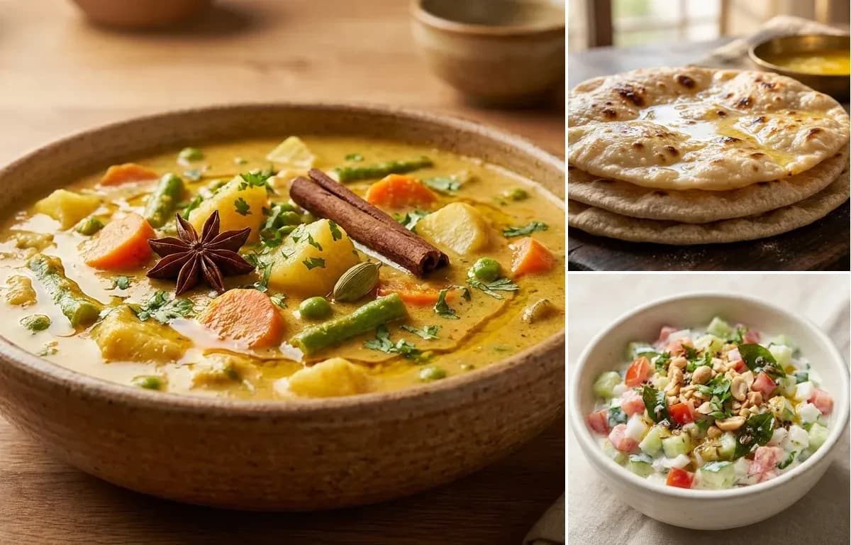 Goan Veg Kurma, Chapati and Koshimbir