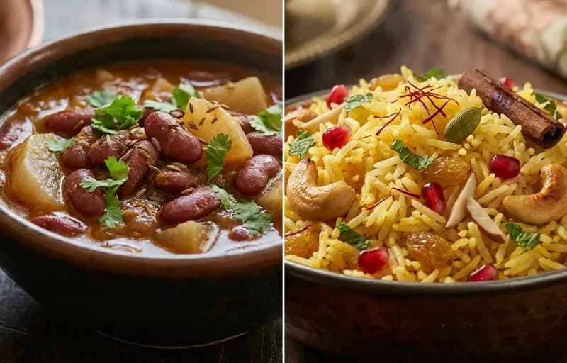 Gogji Raazma with Kashmiri Pulao