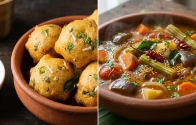 Goli Baje with Vegetable Sambar