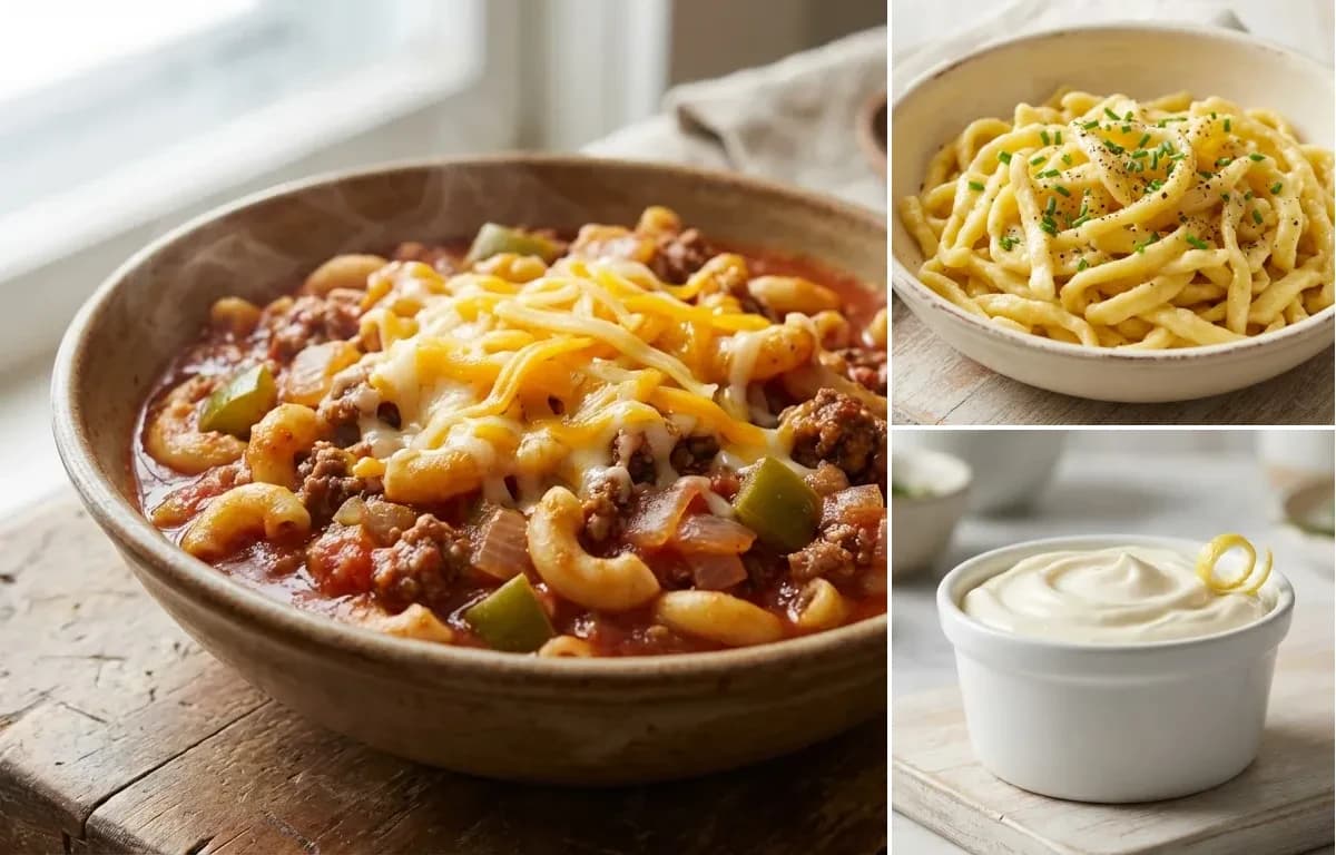 Goulash, Egg Noodles and Sour Cream