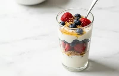 Greek Yogurt Parfait with Mixed Berries and Flaxseeds
