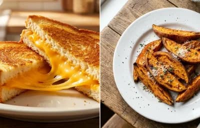 Grilled Cheese with Sweet Potato Wedges