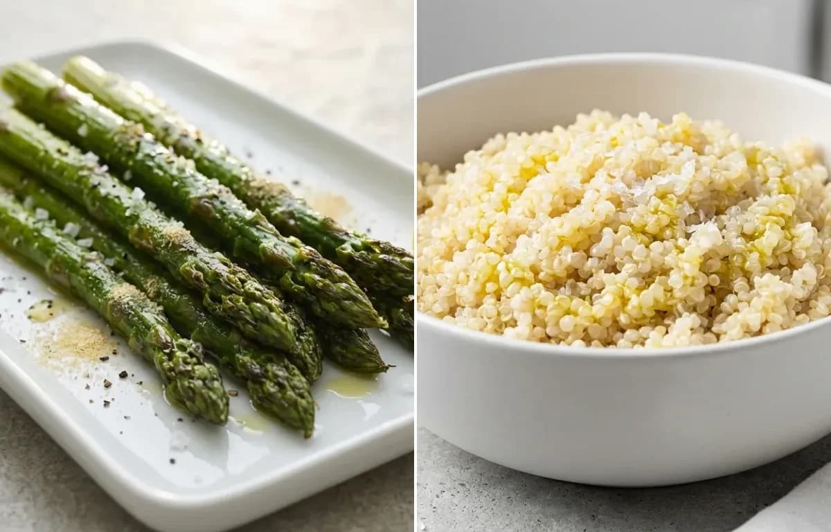 Grilled Salmon, Roasted Asparagus and Quinoa