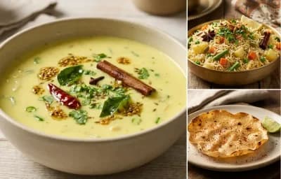 Gujarati Kadhi with Vegetable Pulav