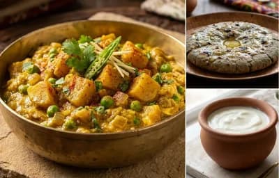 Haldi ki Sabzi with Bajra Roti and Curd