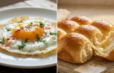 Half Fry Egg with Ladi Pav