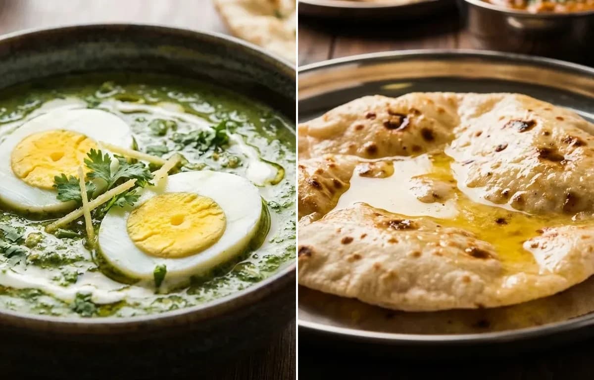 Hariyali Egg Curry with Ghee Roti