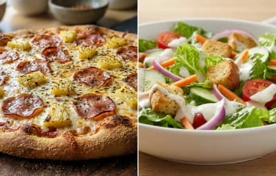 Hawaiian Pizza with Side Salad