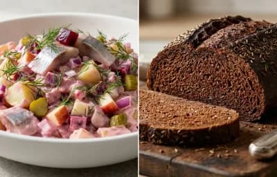 Herring Salad with Pumpernickel Bread