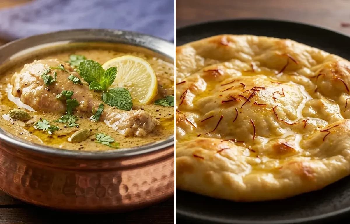 Hyderabadi Chicken Korma with Saffron Sheermal